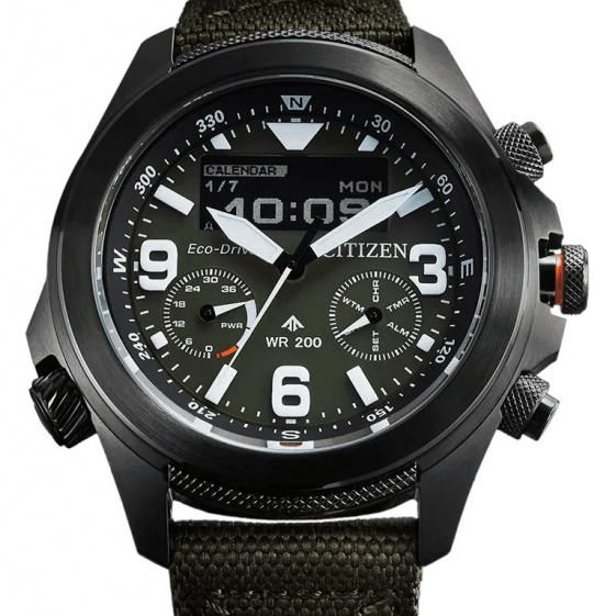 CITIZEN Promaster Combination Watch. Комбинированные часы Eco-Drive с ЖК-дисплеем высокой четкости и новым калибром U822