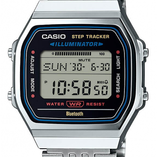 CASIO ABL-100. Металлические ретро-часы с Bluetooth и шагомером