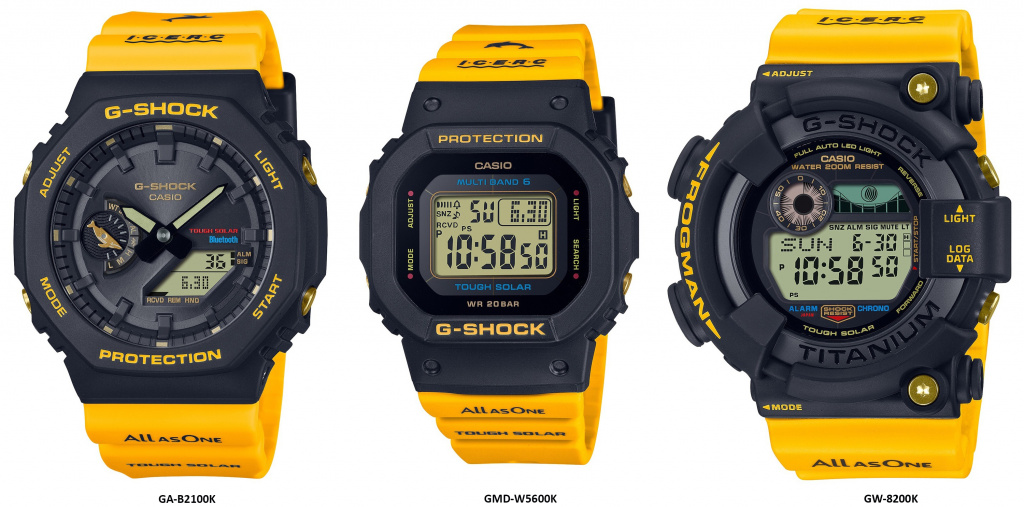 Три модели G-Shock Dolphin & Whale Yellow