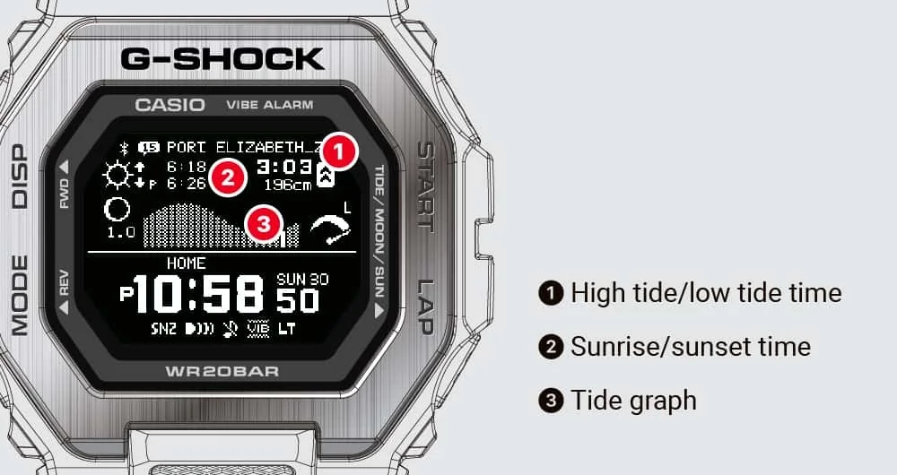 casio, g-shock, g-lide, серфинг, gbx-100