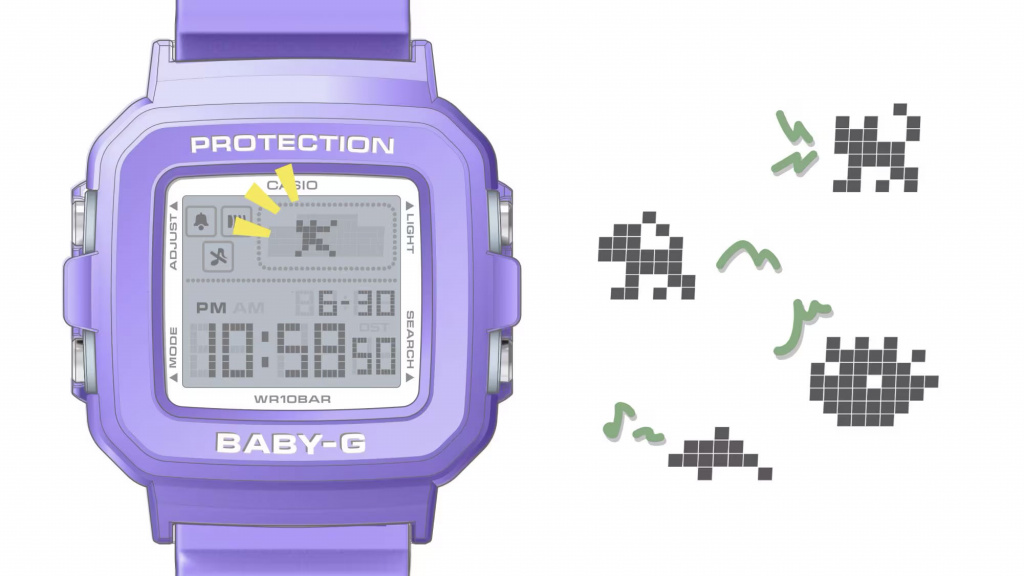 CASIO Baby-G + Plus BGD-10K анимация при подсветке экрана